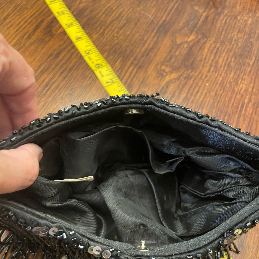 Lancome Black Mini Bag with Beaded Fringe - Picture 8 of 10